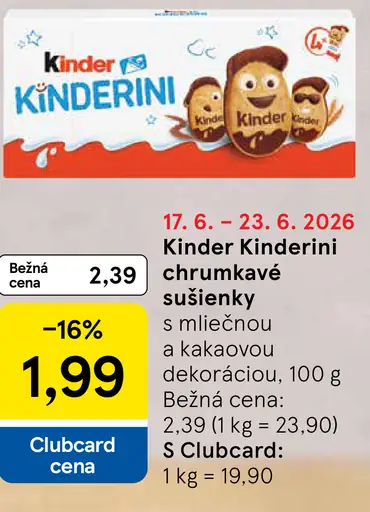 Kinder Kinderini chrumkavé sušienky s mliečnou a kakaovou dekoráciou