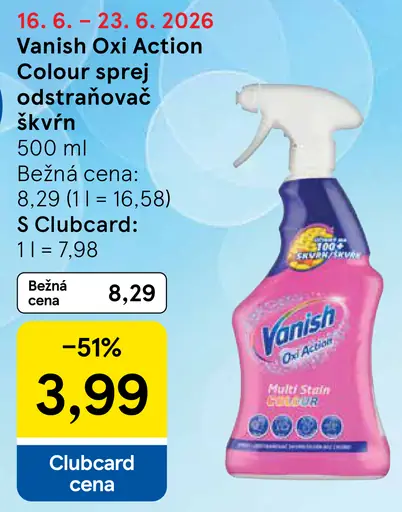 Vanish Oxi Action Colour sprej odstraňovač škvŕn