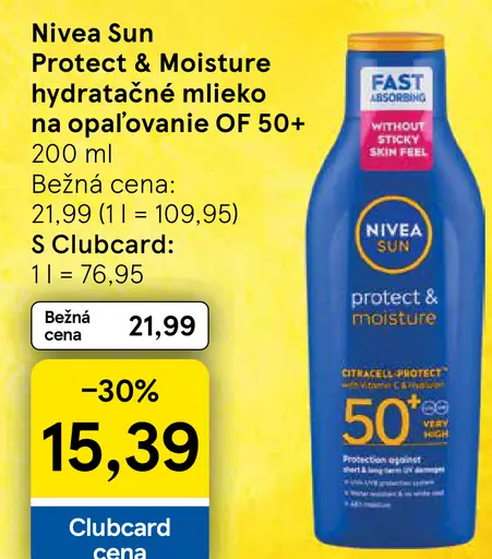 Nivea Sun Protect & Moisture hydratačné mlieko na opaľovanie OF 50+