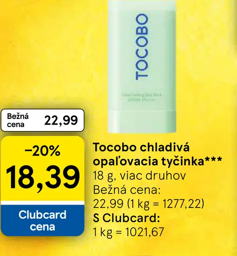 Tocobo chladivá opaľovacia tyčinka