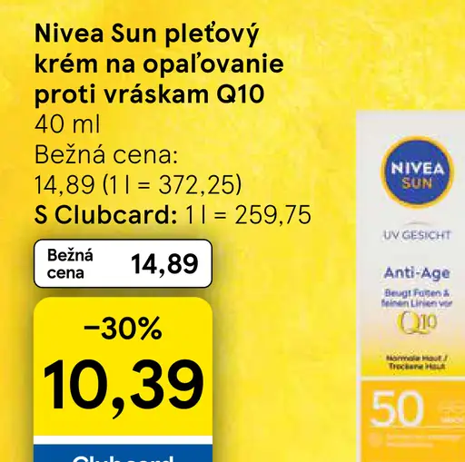 Nivea Sun pleťový krém na opaľovanie proti vráskam Q10
