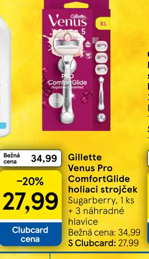 Gillette Venus Pro ComfortGlide holiaci strojček Sugarberry, 1 ks + 3 náhradné hlavice