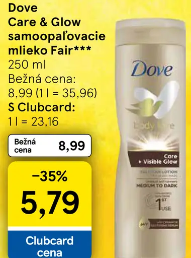 Dove Care & Glow samoopaľovacie mlieko Fair