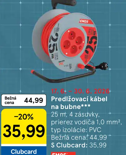 Predlžovací kábel na bubne