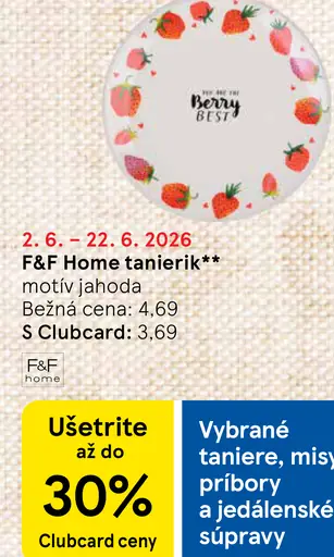 F&F Home tanier motív jahoda