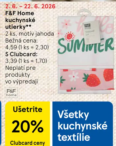 F&F Home kuchynské utierky motív jahoda