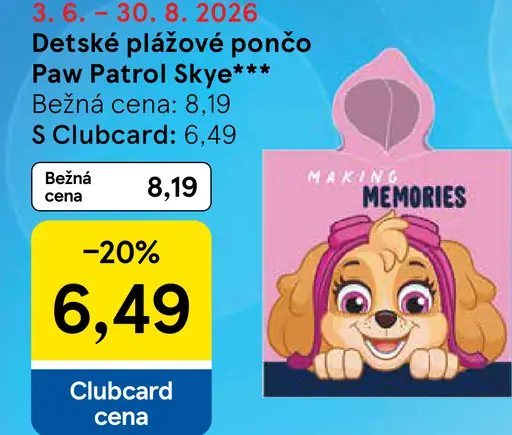 Detské plážové pončo Paw Patrol Skye