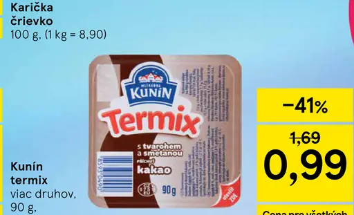 Kunín Termix s tvarohom a smotanou kakao