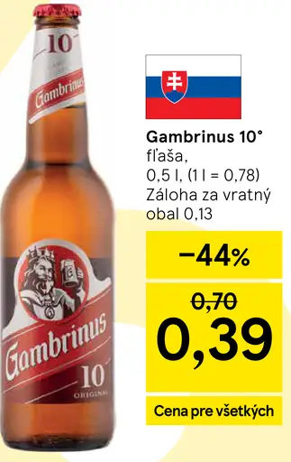 Gambrinus 10° fľaša