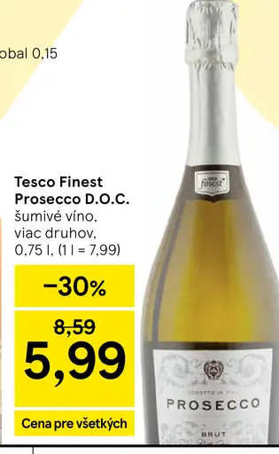 Tesco Finest Valdobbiadene Prosecco Superiore D.O.C.G. šumivé víno brut