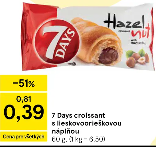 7 Days croissant s lieskovoorechovou náplňou