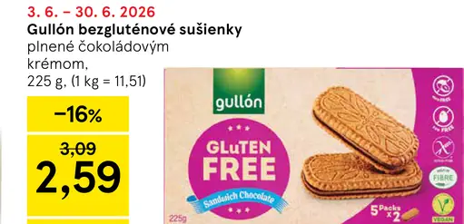 Gullón bezgluténové sušienky plnené čokoládovým krémom