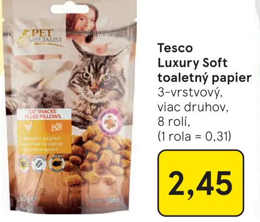 Tesco Soft Luxury toaletný papier 3-vrstvový