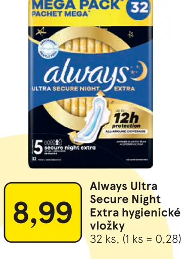 Always Ultra Secure Night hygienické vložky