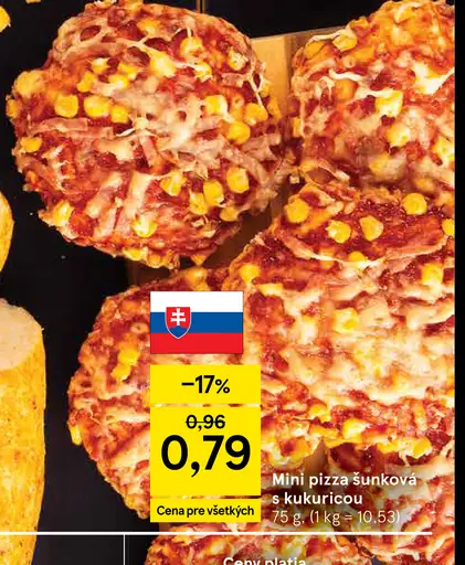 Tesco Mini pizza šunková s kukuricou