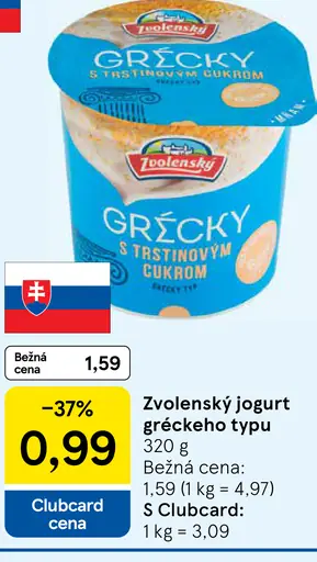 Zvolenský jogurt gréckeho typu s trstinovým cukrom