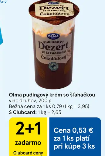 Olma pudingový krém so šľahačkou