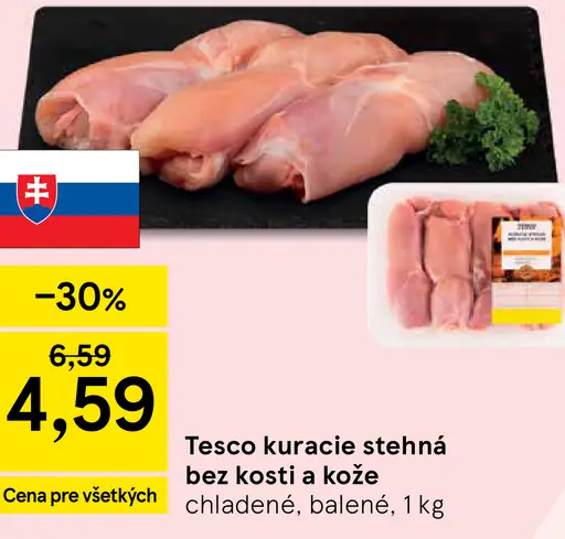 Tesco kuracie stehná bez kosti a kože
