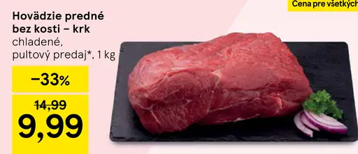 Hovädzie predné bez kosti krk chladené