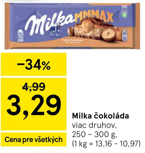 Milka čokoláda viac druhov