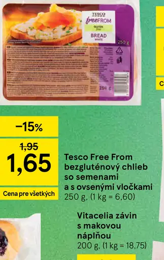 Tesco Free From bezgluténový chlieb so semienami a s ovsenými vločkami