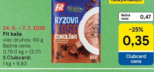 Fit ryžová kaša čokoládová