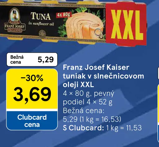 Franz Josef Kaiser tuniak v slnečnicovom oleji XXL
