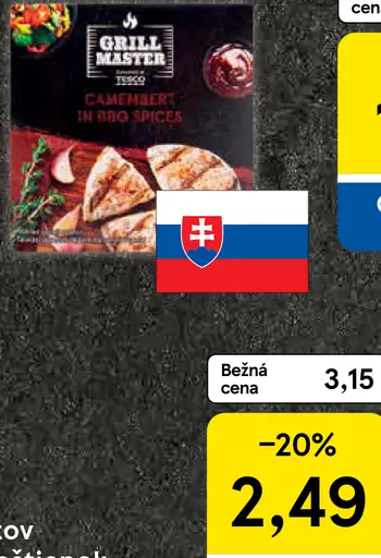 Tesco Grill Master camembert s koreninami