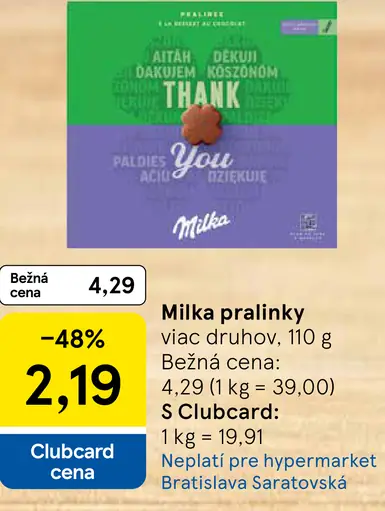 Milka pralinky