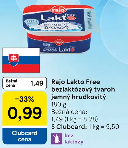 Rajo Lakto Free bezlaktózový tvaroh jemný hrudkovitý