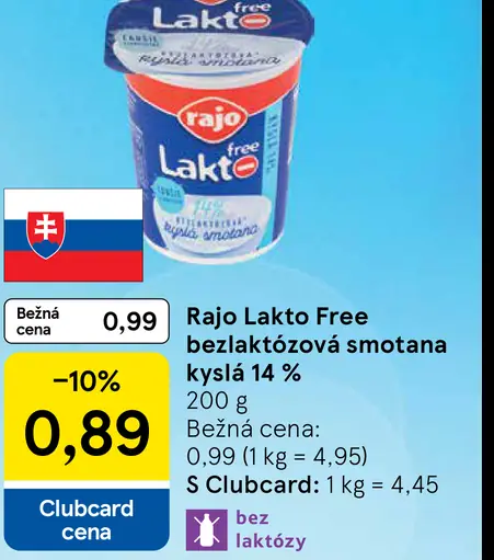 Rajo Lakto Free bezlaktózová smotana kyslá 14%