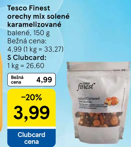 Tesco Finest orechy mix solené karamelizované