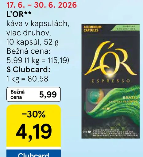 L'OR káva v kapsuliach