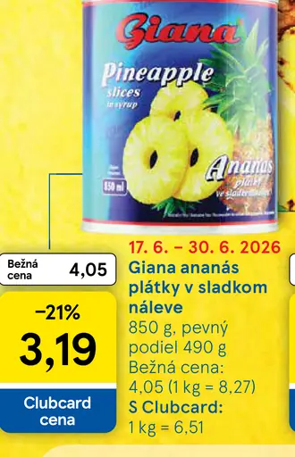 Giana ananás kúsky v sladkom náleve