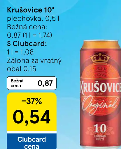 Krušovice 10° pivo plechovka
