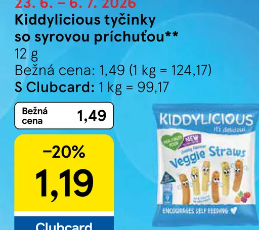 Kiddylicious tyčinky so syrovou príchuťou