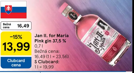 Jan II for Maria Pink gin 37,5 %