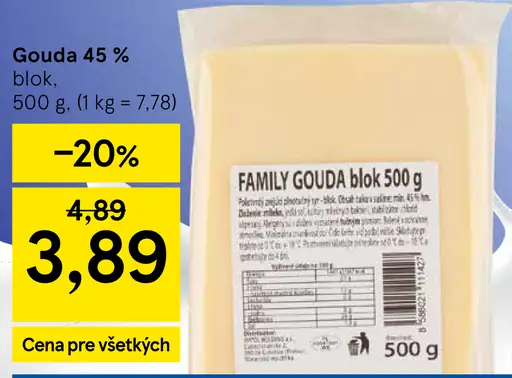 Gouda 45 % syr blok