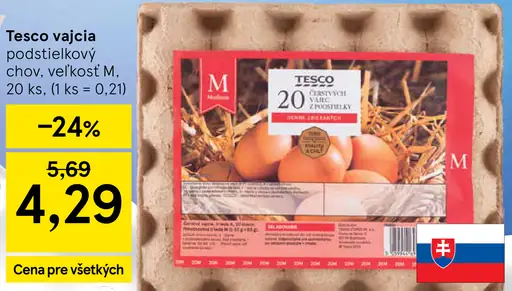 Tesco vajcia podstieľkový chov, veľkosť M