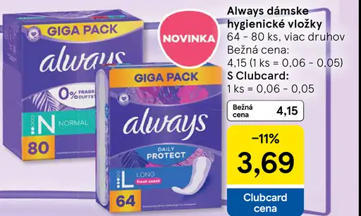 Always dámske hygienické vložky Daily Protect Long