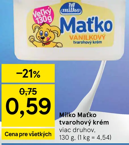 Milko Maťko vanilkový tvarohový krém