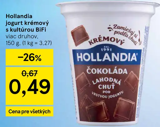 Hollandia jogurt krémový s kultúrou BiFi