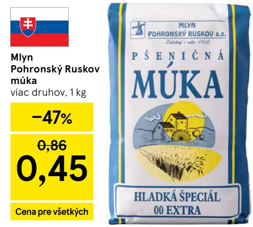 Mlyn Pohronský Ruskov Pšeničná múka hladká špeciál 00 Extra