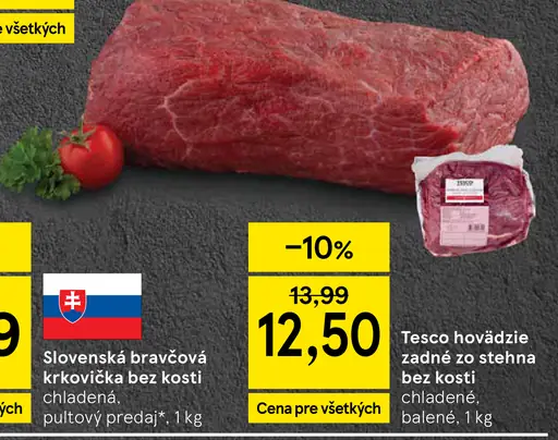 Slovenská bravčová krkovička bez kosti chladená pultový predaj