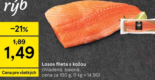 Losos fileta s kožou chladená