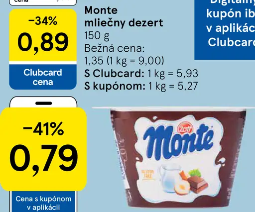 Monte mliečny dezert