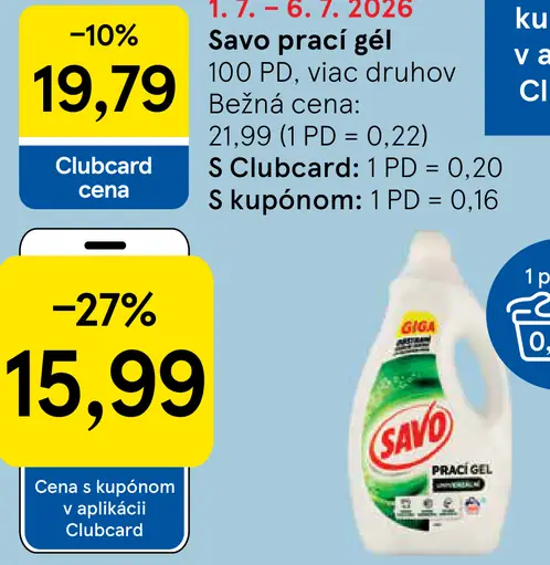 Savo prací gél 100 PD, viac druhov