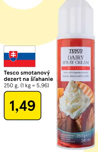 Tesco smotanový dezert na šľahanie
