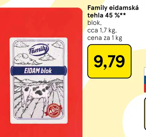 Family eidamská tehla 45 % blok