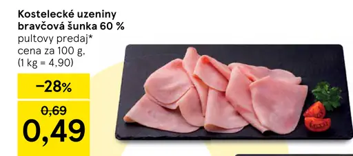 Kostelecké uzeniny bravčová šunka 60%